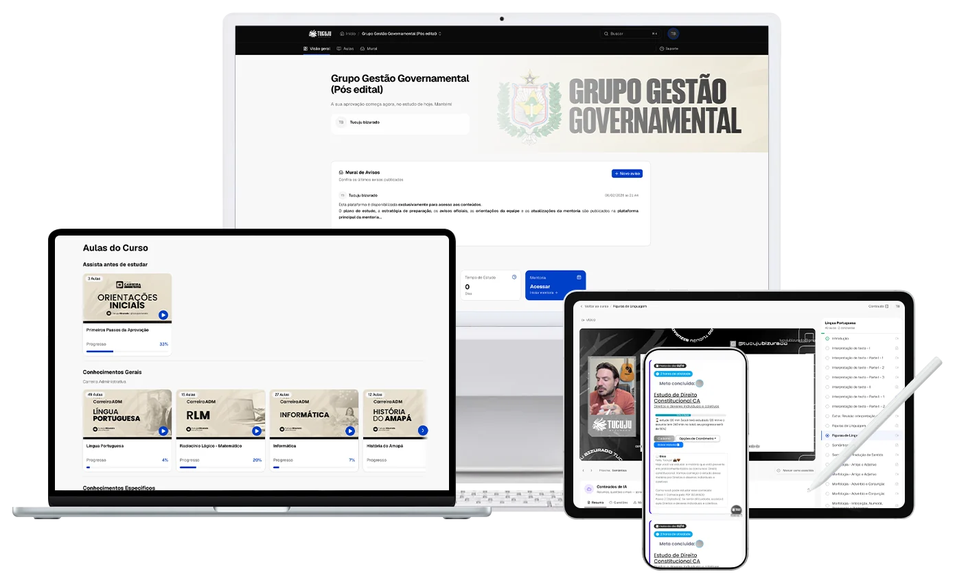 A plataforma do Tucuju Bizurado aberta no notebook, no tablet e no celular